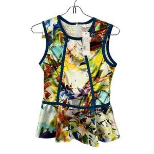 Parker NEW NWT abstract ART to wear peplum fitted zip top S $264